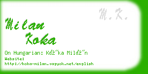 milan koka business card